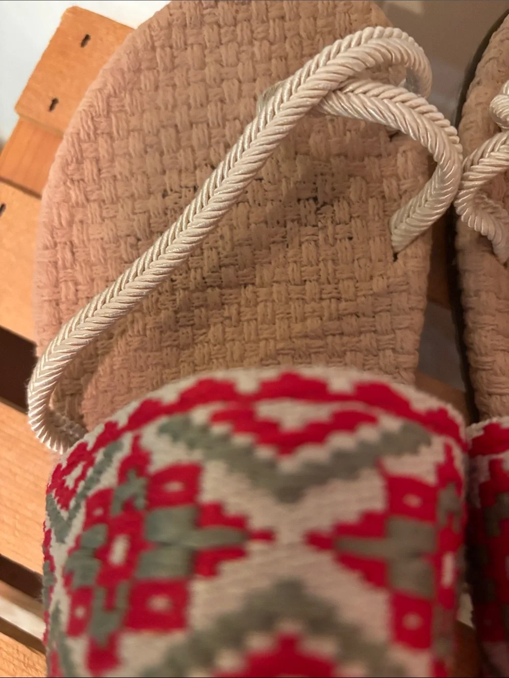 RakLy Handmade Slide Sandals with Red Patterned Strap Sz 8UK US 10